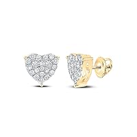 The Diamond Deal 10kt White Gold Womens Round Diamond Square Earrings 1/6 Cttw