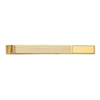14k Yellow Gold Grooved Engravable Men's Tie Bar Tie Clip