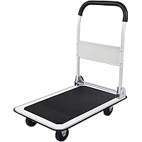 LEADALLWAY Foldable Push Cart Platform Cart 330lbs Capacity 4 Wheels 28.7x18.5x32.3inches White