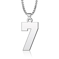 Sports Inspirational Large Number Necklace 0 to 99 Stainless Steel 25mm High Pendant Jewelry for Men Boy 3mm Wide Wheat Chain