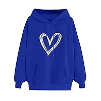 ZunFeo Hoodies for Teen Girls Cute Heart Graphic Pullover Tops Oversized Drawstring Sweatshirts Soft Y2k Top