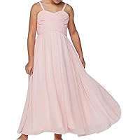 Sleeveless Chiffon Pleated Pageant Easter Graduation Long Flower Girl Dress 4-18