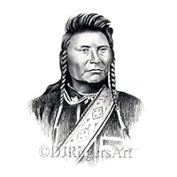 Chief Joseph Pencil Drawing American Indian Art Print by Artist DJ R...