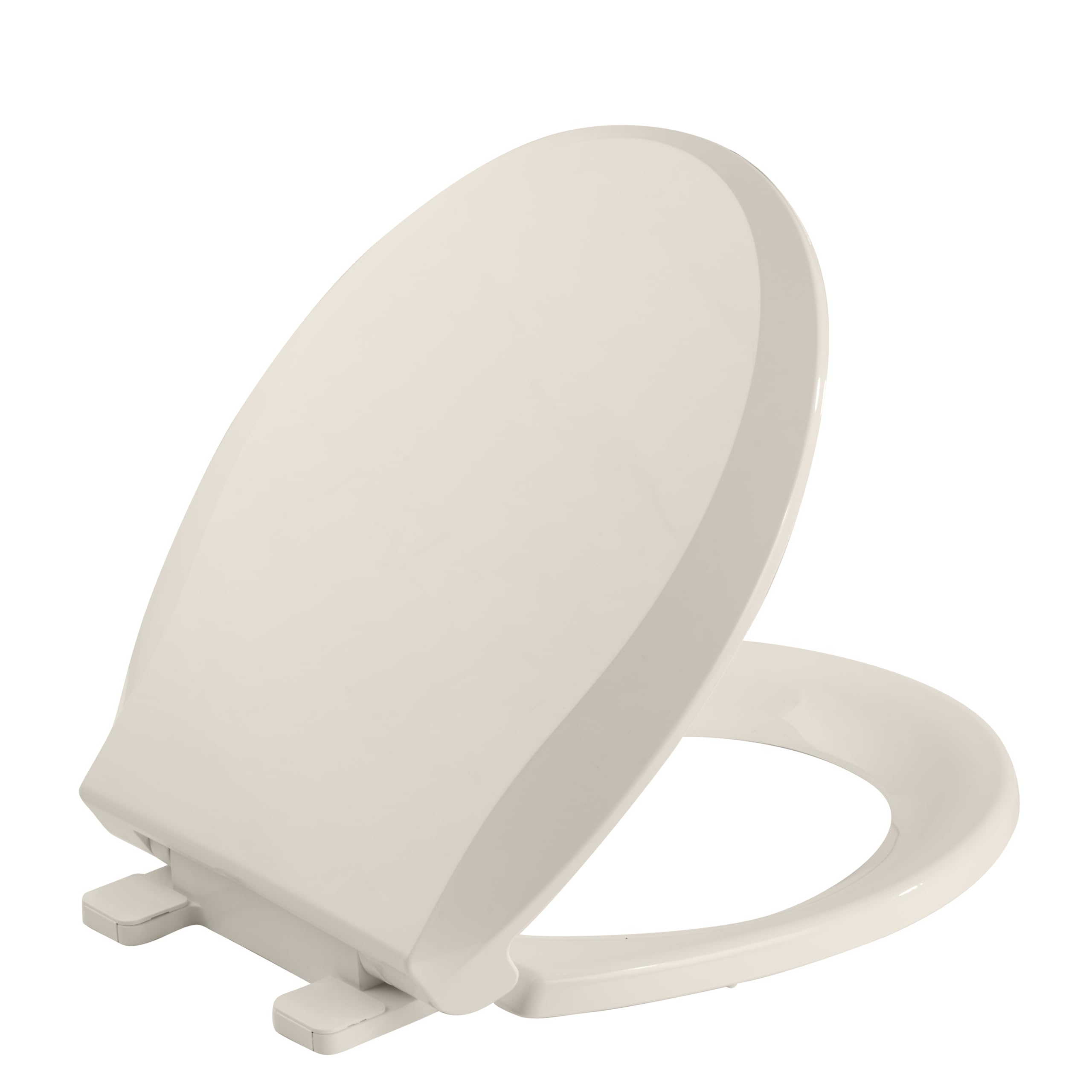 Durable Round Toilet Seat with Slow Soft Close - Easy to Install and Clean, Never Loosens - White, Fits Most Round Toilets Almond