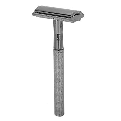 Long Handle Double Edge Safety Razor - Butterfly Open Razor with 10 Japanese Stainless Steel Double Edge Safety Razor Blades