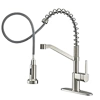 Brushed Nickel Kitchen Sink Faucets with Pull Down Sprayer Single Handle Single Hole Faucet for Farmhouse rv Utility bar Laundry Sinks