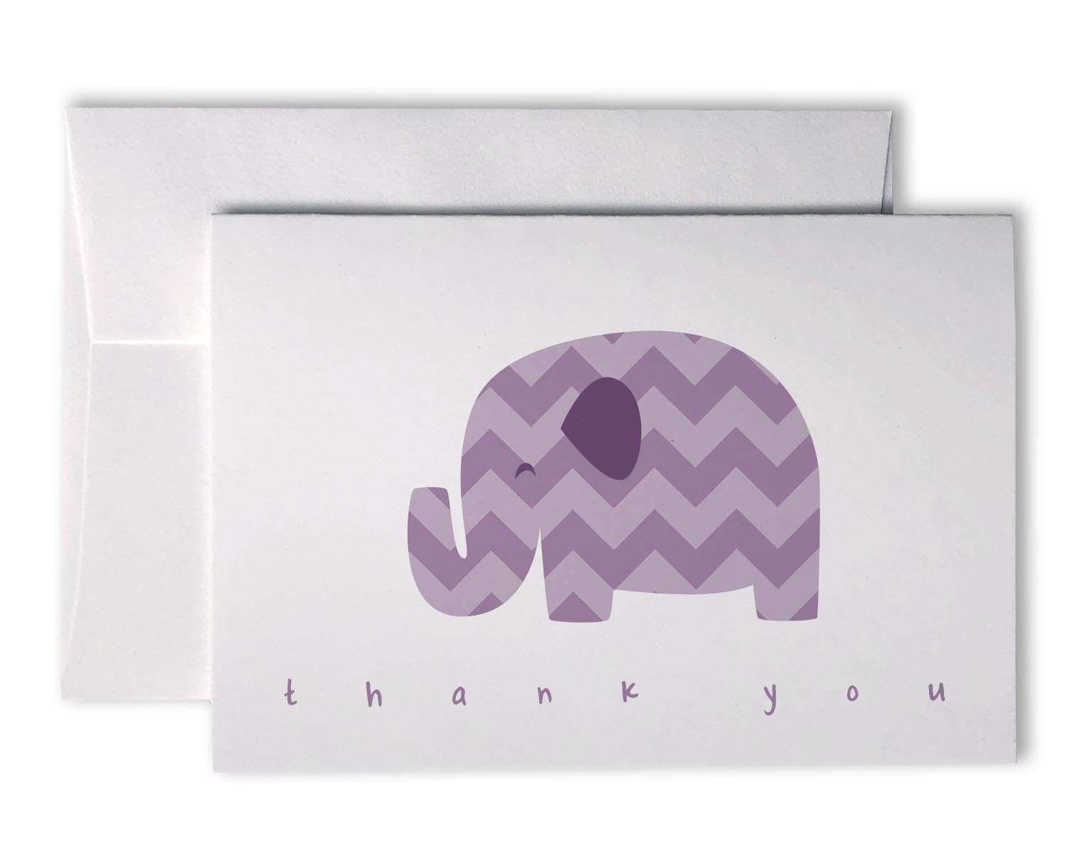 Purple Chevron Elephant Baby Shower Thank You Note Cards - 48 Cards with Envelopes …