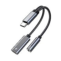 BAILAI 2 in 1 USB Type C to 3.5 Mm Jack Adapter HiFi DAC Aux Audio Splitter (Color : Gray)