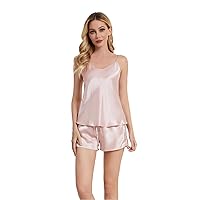 THXSILK Silk Women's Pajama Set 2 Pack 6A+ Grade 100% Mulberry Silk Nightgown Soft Luxury V Neck Cami Shorts Sets Sleepwear