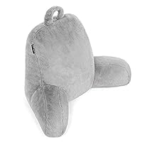 Milliard Reading Pillow with Shredded Memory Foam, Back Rest Pillow for Sitting in Bed with Faux Fur Removable Cover –18x15 inches (Grey)