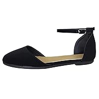 Womens Flat Ankle Strap D'Orsay Ballet Flat