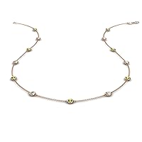 Peridot & Natural Diamond by Yard 13 Station Necklace 0.90 ctw 14K Rose Gold. Included 18 Inches Gold Chain.