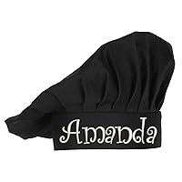 Personalized Embroidered Chef Hat with Custom Text or Name – Professional Quality, Ideal for Home Cooks, Professional Chefs, Cooking Classes – Choose Your Style & Color (Black)