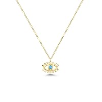 Evil Eye Pendant, 14K Real Gold Eye Necklace, Minimalist Gold Evil Eye Pendant, Dainty Custom Evil Eye Necklace