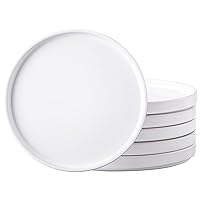 AmorArc Ceramic Dinner Plates Set of 6, 10.0 Inch Matte Stoneware Plates for Kitchen,Modern Flat Dinnerware Dishes Set,Microwave& Dishwasher Safe, Scratch Resistant, Matte white