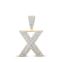 14kt Two-tone Gold Mens Round Diamond X Initial Letter Charm Pendant 7/8 Cttw