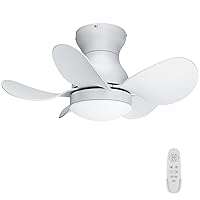 Ceiling Fans with Lights, DC Motor 22 inch Flush Mount Ceiling Fans with Lights and Remote Control, Reversible Blades Small White Quiet low profile Ceiling Fan