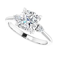 JEWELERYIUM Classic Three Stone Engagement Ring, Cushion Cut 1.00CT, VVS1 Clarity, Colorless Moissanite Ring, 925 Sterling Silver, Wedding Ring, Daily Wear Ring, Perfact for Gift Or As You Want