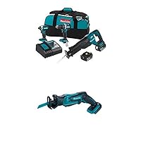 Makita XT328M 4.0 Ah 18V LXT Lithium-Ion Brushless Cordless Combo Kit, 3 Piece with Two XRJ01Z 18-Volt LXT Lithium-Ion Cordless Compact Reciprocating Saws (Tools Only, No Batteries)