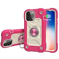 3 in 1 Case for iPhone 14 13 12 Mini 11 Pro Max XS XR 7 8 Plus SE Ring Car Stand Silicone PC Shockproof Cover,hot Pink,for iPhone X XS
