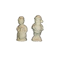 Ceramic Bisque Mr & Mrs Santa Claus Ready to Paint Mini Figurine Christmas Decor Pottery Handmade USA