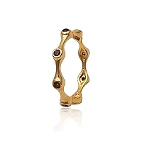 Gold Plated Bezel Sett Wholesale Brass Jewelry | Rhodolite Garnet 2 Mm Round Shape Gemstone Band Ring | Handmade Ring For Women | 2114)3