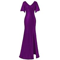 Womens Sexy V-Neck Prom Dresses Long Bridesmaid Slit Mermaid Formal Evening Party Gowns