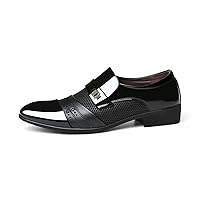 Summer Men Dress Shoes Plus Size Men Formal Flat Shoes Black Brown Breathable Slip on Men Business Office Shoes Plus Size