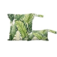 2 Set Summer Palm leaves Wet Dry Bags for Baby Cloth Diapers Waterproof Reusable Storage Bag for Travel,Beach,Pool,Daycare,Stroller,Gym,Laundry,Dirty Clothes,Swimsuits, Green Tropical Leaf Wet Bag