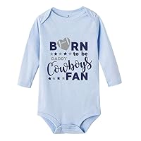 Born To Be A Daddy Cowboys Fan Cute Baby Long Sleeve bodysuit Birth Announcement Bodysuit Rompers