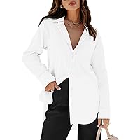 siliteelon Womens Button Down Shirts Dress Shirts Long Sleeve Blouses Wrinkle Free Solid Tunics Tops with Pockets