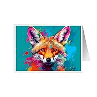 ARA STEP Unique All Occasions Animals Pop Art Greeting Cards Assortment Vintage Aesthetic Notecards 3 (Set of 4 SIZE 148.5 x 210 mm / 5.8 x 8.3 inches) (Coyote Animal 1)