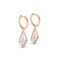 VVS Drop Stlye Earrings For Teen Girls 0.589 Ctw Natural Diamond With 14K White/Yellow/Rose Gold Earrings With IGI Certificate