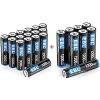 EBL 16 Pack AA Lithium Batteries and 8 Pack AAA Lithium Batteries 1.5V - High Performance Constant Volt Double A Battery for High-Tech Devices【Non-Rechargeable】