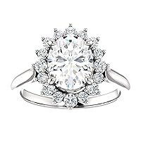 Siyaa Gems 3.50 CT Oval Diamond Moissanite Engagement Rings Wedding Ring Eternity Band Solitaire Halo Hidden Prong Silver Jewelry Anniversary Promise Ring Gift