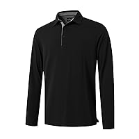 VEBOON Men's Polo Shirts Long Sleeve Mercerized Cotton Blend Business Casual Stylish Collared Shirts