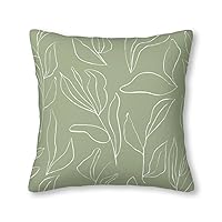Plant Leaf Green Tea Abstract Summer Art Illustrations Flower Pillow Covers Pillowcases Home Decor Bed Couch Sofa Office Living Room Cushion 26x26Inch