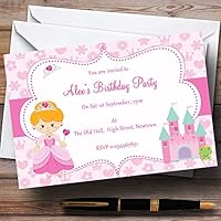 Pretty Pink Princess Theme Personalized Birthday Party Invitations