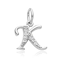 Adabele Authentic Sterling Silver A-Z 26 Small Monogram Alphabet CZ Diamond Pendant Drop Tarnish Resistant Hypoallergenic for Earrings Bracelet Necklace Personalized Jewelry Making