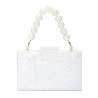 Oweisong Women Acrylic Clutch Purse Formal Wedding Evening Handbag Marble Party Shoulder Crossbody Bag with Bead Chain