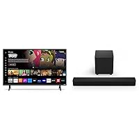 VIZIO 32 inch D-Series HD 720p Smart TV with Apple AirPlay and Chromecast Built-in & V-Series 2.1 Compact Home Theater Sound Bar with DTS Virtual:X, Bluetooth, Wireless Subwoofer