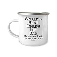 English Lop, Bunny, Lop Ear Rabbit Accessories, Stuff, Items for Owner, Mom, Dad - World's Best Rabbit Dad - 12 oz Camper Coffee Tea Mug