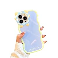 Compatible with iPhone 13 Pro Max Aesthetic Phone Case for Women, Curly Wave Phone Case for iPhone 13 Pro Max, Cute Case for Girls Kawaii Cartoon Case for iPhone 13 Pro Max Blue