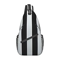 Black and-White Stripes Cross Chest Bag Diagonally Crossbody Shoulder Bag Travel Backpack Sling Bag for Women Men