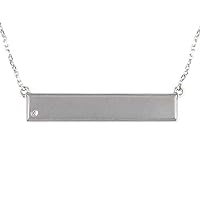 925 Sterling Silver Bar Single Cut Bezel Set 0.01 dwt Diamond Necklace