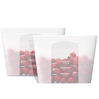 Reusable Silicone Food Storage Bag, for Microwave, Oven, Fridge, Freezer & Sous Vide Zip Sealed Containers (2 Large size 53oz 1500ml)…