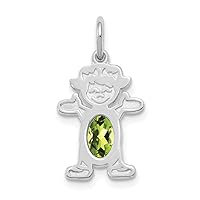 14k Gold Girl Oval Peridot Birth Month Pendant Necklace Jewelry for Women in White Gold Yellow Gold Choice of Birth Month and 6x4mm-August