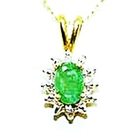 Rylos Necklaces For Women 14K Yellow Gold - May Birthstone Pendant Necklace Emerald 6X4MM Color Stone Gemstone Jewelry For Women Gold Necklace