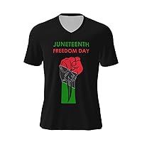 Juneteenth Freedom Day Flag T-Shirts Men Casual Shirts V-Neck Short Sleeve Top