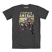 Captain America Cap and Sidekick Comic Book Cover Mens Gray T-Shirt